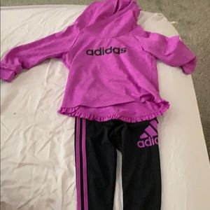 Adidas matching pink and black tracksuit